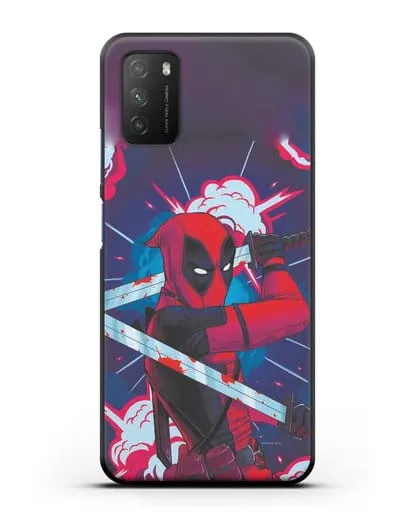 Чехол Дедпул (DeadPool) с катанами силиконовый для Xiaomi Poco M3