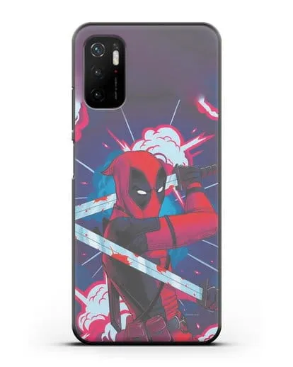Чехол Дедпул (DeadPool) с катанами силиконовый для Xiaomi Poco M3 Pro