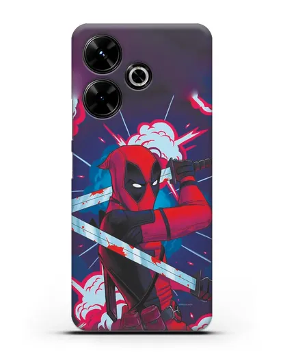 Чехол Дедпул (DeadPool) с катанами силиконовый для Xiaomi Poco M6