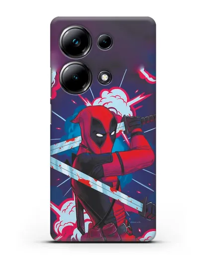 Чехол Дедпул (DeadPool) с катанами силиконовый для Xiaomi Poco M6 Pro