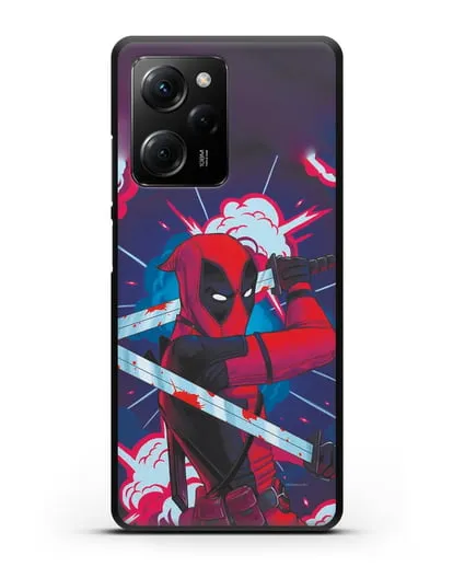 Чехол Дедпул (DeadPool) с катанами силиконовый для Xiaomi Poco X5 Pro