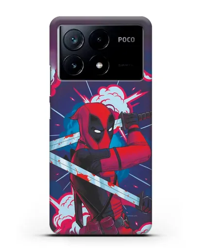 Чехол Дедпул (DeadPool) с катанами силиконовый для Xiaomi Poco X6 Pro