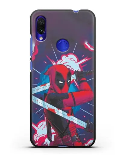 Чехол Дедпул (DeadPool) с катанами силиконовый для Xiaomi Redmi Note 7