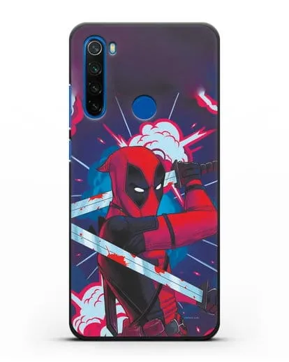 Чехол Дедпул (DeadPool) с катанами силиконовый для Xiaomi Redmi Note 8