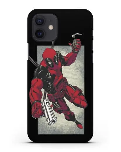 Чехол Дедпул (DeadPool) с пистолетом и гранатой силиконовый для iPhone 12