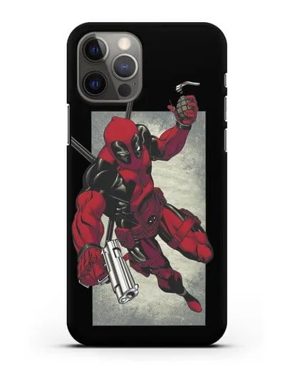 Чехол Дедпул (DeadPool) с пистолетом и гранатой силиконовый для iPhone 12 Pro