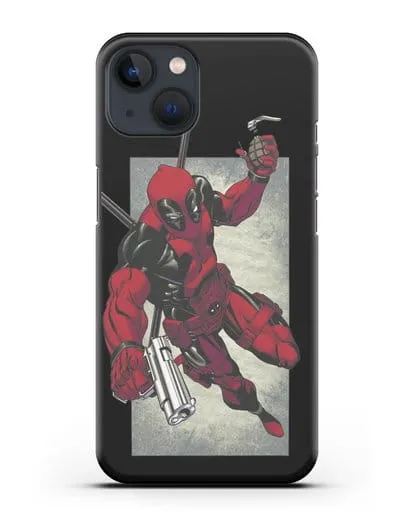 Чехол Дедпул (DeadPool) с пистолетом и гранатой силиконовый для iPhone 13