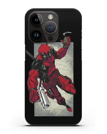 Чехол Дедпул (DeadPool) с пистолетом и гранатой силиконовый для iPhone 14 Pro