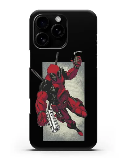 Чехол Дедпул (DeadPool) с пистолетом и гранатой силиконовый для iPhone 16 Pro Max
