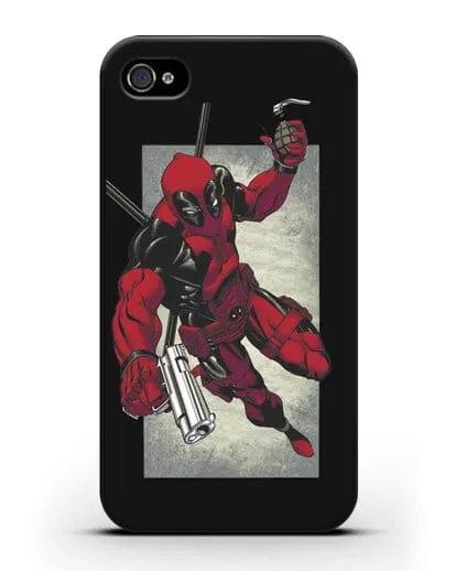 Чехол Дедпул (DeadPool) с пистолетом и гранатой силиконовый для iPhone 4/4s