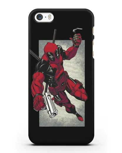 Чехол Дедпул (DeadPool) с пистолетом и гранатой силиконовый для iPhone 5/5s/SE