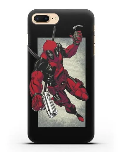 Чехол Дедпул (DeadPool) с пистолетом и гранатой силиконовый для iPhone 7 Plus
