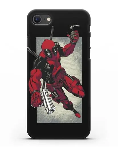 Чехол Дедпул (DeadPool) с пистолетом и гранатой силиконовый для iPhone SE 2020