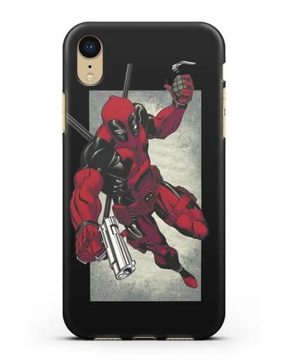 Чехол Дедпул (DeadPool) с пистолетом и гранатой силиконовый для iPhone XR