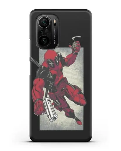 Чехол Дедпул (DeadPool) с пистолетом и гранатой силиконовый для Xiaomi Poco F3