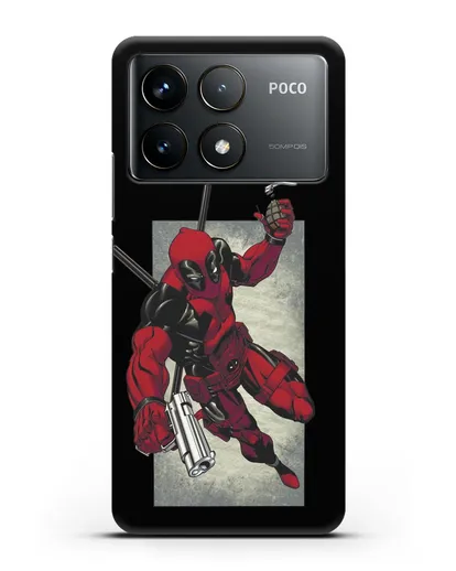 Чехол Дедпул (DeadPool) с пистолетом и гранатой силиконовый для Xiaomi Poco F6 Pro