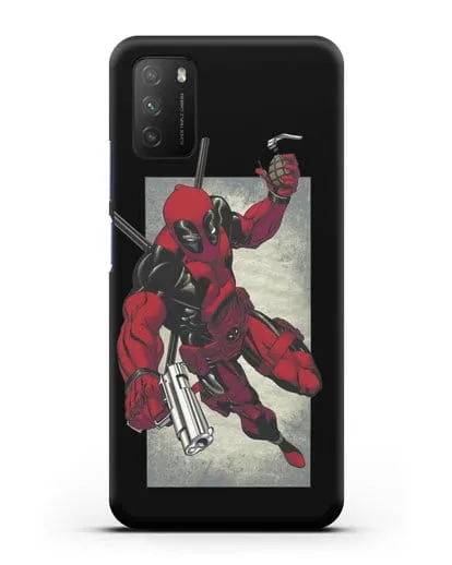 Чехол Дедпул (DeadPool) с пистолетом и гранатой силиконовый для Xiaomi Poco M3