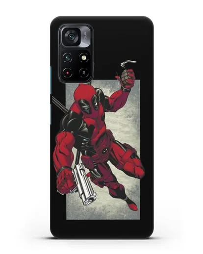 Чехол Дедпул (DeadPool) с пистолетом и гранатой силиконовый для Xiaomi Poco M4 Pro 5G