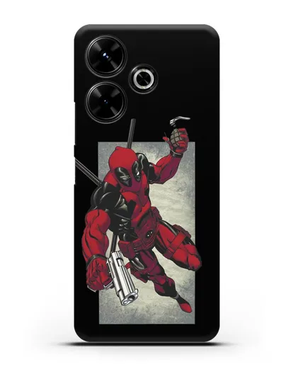 Чехол Дедпул (DeadPool) с пистолетом и гранатой силиконовый для Xiaomi Poco M6