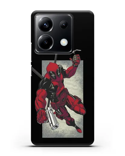 Чехол Дедпул (DeadPool) с пистолетом и гранатой силиконовый для Xiaomi Poco X6