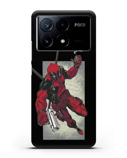 Чехол Дедпул (DeadPool) с пистолетом и гранатой силиконовый для Xiaomi Poco X6 Pro