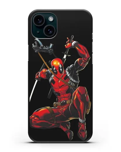 Чехол Дедпул (DeadPool) в атаке силиконовый для iPhone 15 Plus