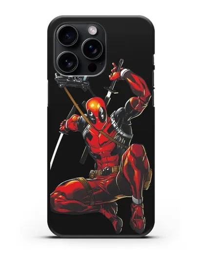 Чехол Дедпул (DeadPool) в атаке силиконовый для iPhone 15 Pro Max