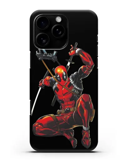 Чехол Дедпул (DeadPool) в атаке силиконовый для iPhone 16 Pro Max