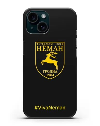Чехол с логотипом ФК Неман Гродно и надписью #VivaNeman силиконовый для iPhone 15