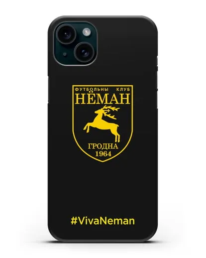 Чехол с логотипом ФК Неман Гродно и надписью #VivaNeman силиконовый для iPhone 15 Plus