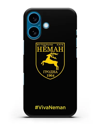 Чехол с логотипом ФК Неман Гродно и надписью #VivaNeman силиконовый для iPhone 16
