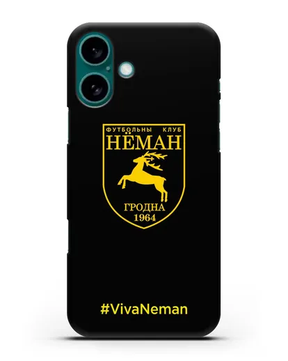 Чехол с логотипом ФК Неман Гродно и надписью #VivaNeman силиконовый для iPhone 16 Plus