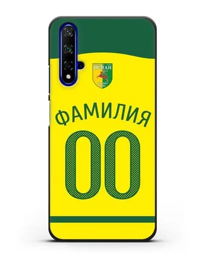 Именной чехол ФК Неман Гродно с фамилией и номером желтая форма силиконовый для Honor 20