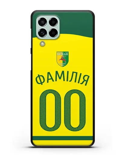 Именной чехол ФК Неман Гродно с фамилией и номером желтая форма силиконовый для Samsung Galaxy M53 [SM-M536]
