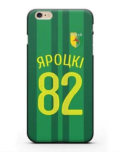 Именной чехол ФК Неман Гродно с фамилией и номером (сезон 2020-2021) домашняя форма силиконовый для iPhone 6 Plus