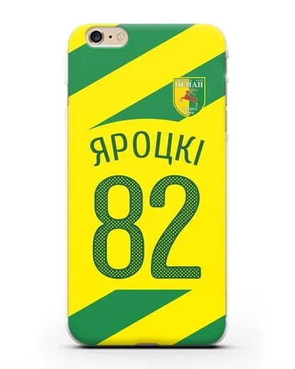 Именной чехол ФК Неман Гродно с фамилией и номером (сезон 2020-2021) гостевая форма силиконовый для iPhone 6 Plus