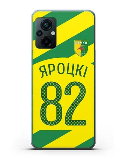 Именной чехол ФК Неман Гродно с фамилией и номером (сезон 2020-2021) гостевая форма силиконовый для Xiaomi Poco M5