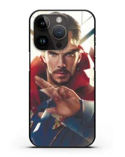 Чехол Доктор Стрэндж (Doctor Strange) в разбитом стекле силиконовый для iPhone 14 Pro