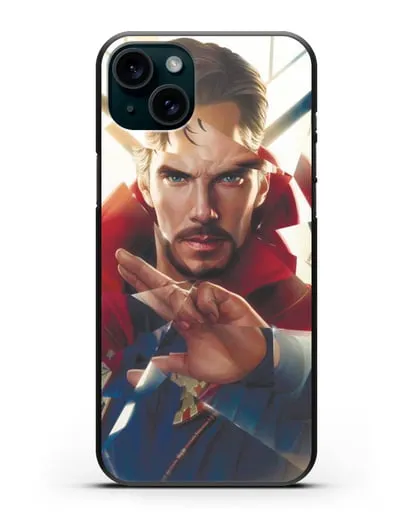 Чехол Доктор Стрэндж (Doctor Strange) в разбитом стекле силиконовый для iPhone 15 Plus