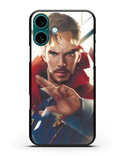 Чехол Доктор Стрэндж (Doctor Strange) в разбитом стекле силиконовый для iPhone 16 Plus