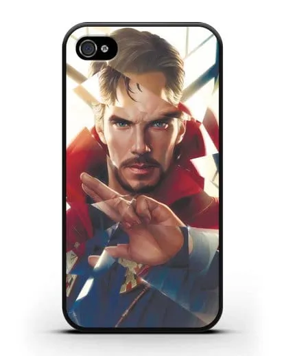 Чехол Доктор Стрэндж (Doctor Strange) в разбитом стекле силиконовый для iPhone 4/4s