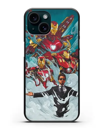 Чехол с рисунком Тони Старк (Железный человек) силиконовый для iPhone 15
