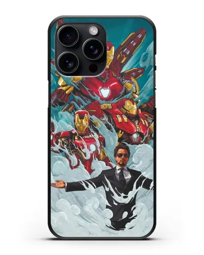 Чехол с рисунком Тони Старк (Железный человек) силиконовый для iPhone 15 Pro Max