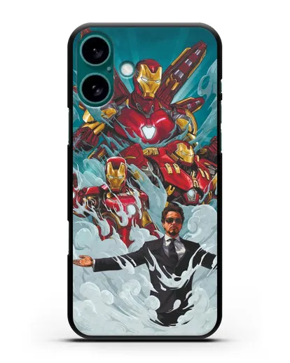 Чехол с рисунком Тони Старк (Железный человек) силиконовый для iPhone 16 Plus