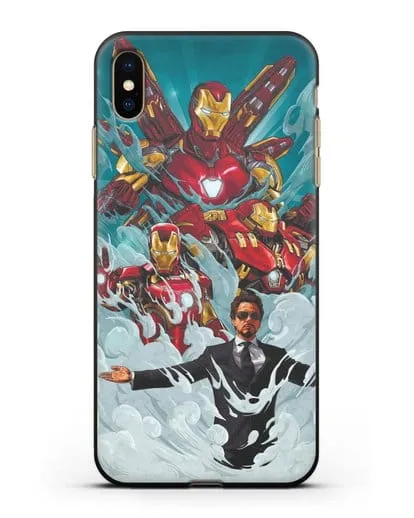 Чехол с рисунком Тони Старк (Железный человек) силиконовый для iPhone XS Max