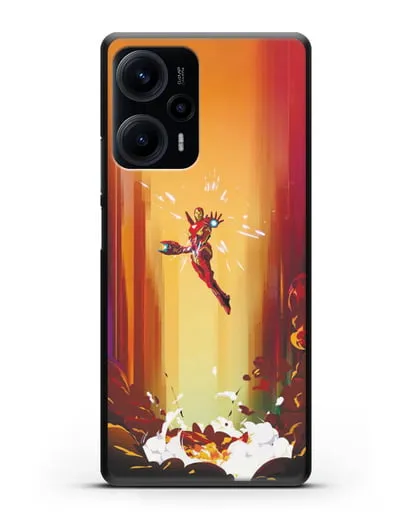 Чехол с рисунком Железный человек стреляет силиконовый для Xiaomi Poco F5