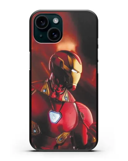 Чехол с принтом Железный человек силиконовый для iPhone 15