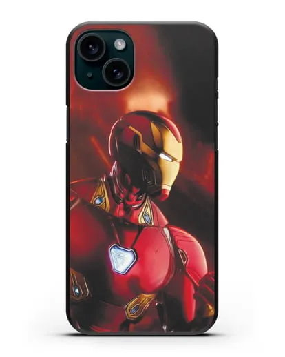 Чехол с принтом Железный человек силиконовый для iPhone 15 Plus