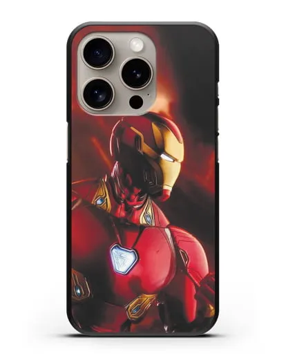 Чехол с принтом Железный человек силиконовый для iPhone 15 Pro