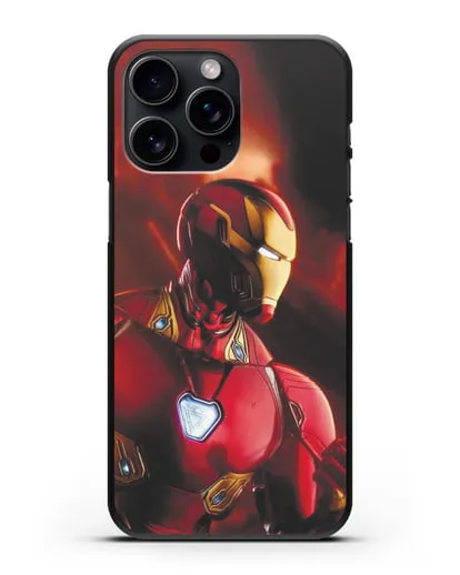 Чехол с принтом Железный человек силиконовый для iPhone 15 Pro Max